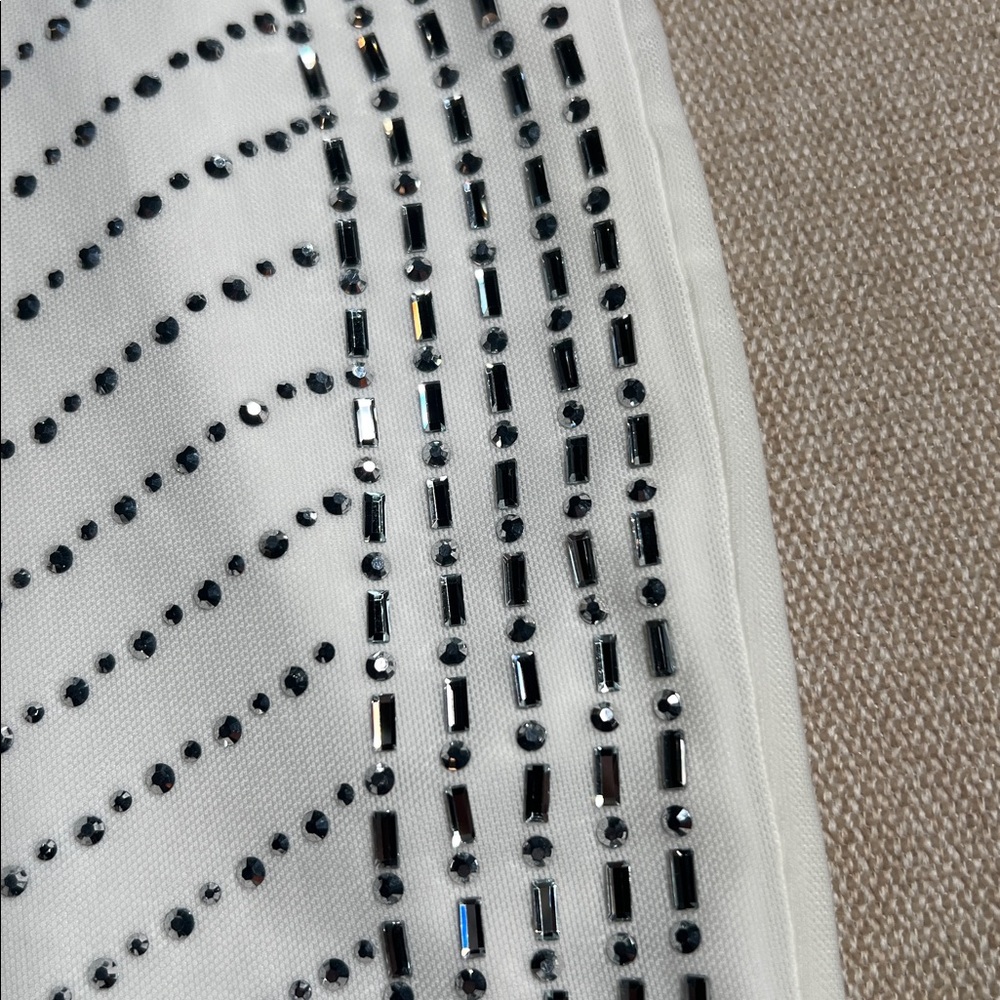 Elegant White Rhinestone Patterned Mini Dress - image 5